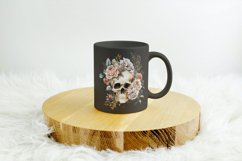 4 Watercolor Floral Skull Clipart Product Image 3