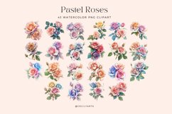 43 Watercolor Colored Pencil Pastel Roses Clipart Product Image 3