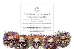 12 Watercolor Halloween Floral Skulls Clipart Product Image 3