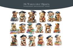 36 Watercolor Graduation Bear Clipart Product Image 3