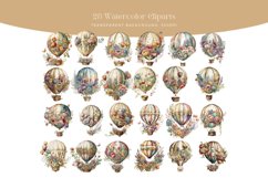 28 Watercolor Vintage Hot Air Balloons Clipart Product Image 3