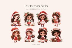 Watercolor Christmas Girls Clipart Bundle Product Image 3