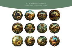 25 Watercolor Stained Glass Farm Sunflower Clipart Product Image 3