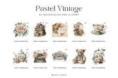Watercolor Pastel Vintage Clipart Bundle Product Image 3