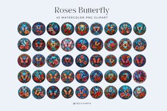 Watercolor Roses Butterfly Stained Glass Clipart Bundle Product Image 3
