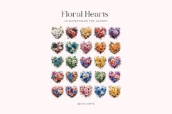Watercolor Floral Hearts Cliparts Bundle Product Image 3
