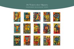 36 Watercolor Cute Animal Abstract Stamp Clipart Product Image 3