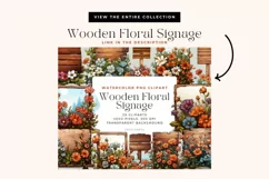 4 Watercolor Wooden Floral Signage Clipart Product Image 3