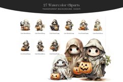 27 Watercolor Cute Ghosts Clipart Product Image 3