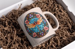 Watercolor Dragon Fly Stained Glass Clipart Product Image 3