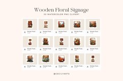 30 Watercolor Wooden Floral Signage Clipart Product Image 3