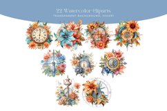 22 Watercolor Floral Sundial Clipart Product Image 3