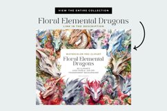 4 Watercolor Floral Elemental Dragons Clipart Product Image 3