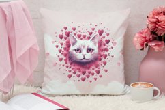 3 Watercolor Heart Cat Clipart Product Image 3