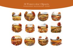 31 Watercolor Autumn Field Clipart Product Image 3