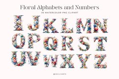 36 Watercolor Floral Alphabets and Numbers Clipart Product Image 3