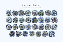 Watercolor Blue and Gold Geode Flower Clipart Bundle Product Image 3
