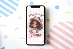 Watercolor Cute African American Birthday Girl Clipart Product Image 3