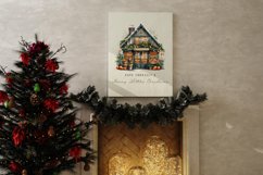 4 Watercolor Christmas Shops Clipart Product Image 3