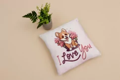 3 Watercolor Valentine Puppy Stickers Clipart Product Image 3