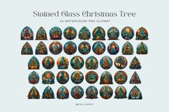 Watercolor Stained Glass Christmas Tree Clipart Bundle Product Image 3