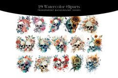 29 Watercolor Floral Skull Clipart Product Image 3