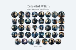 Watercolor Celestial Witch Clipart Bundle Product Image 3