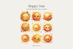 Watercolor Happy Sun Cliparts Bundle Product Image 3