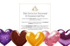 Watercolor Colorful Glitter Hearts Clipart Bundle Product Image 3