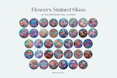 Watercolor Pastel Flowers Stained Glass Clipart Bundle Product Image 3