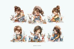 Watercolor Girl Painter Cliparts Product Image 3