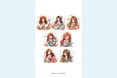 Watercolor Girl Mermaid Clipart Bundle Product Image 3