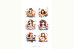 Watercolor Girl on a Boat Clipart Bundle Product Image 3
