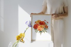 4 Watercolor Burnt Orange Marigold Clipart Product Image 3