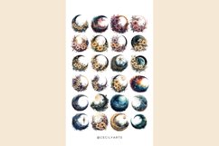 Watercolor Crescent Moon Clipart Bundle Product Image 3