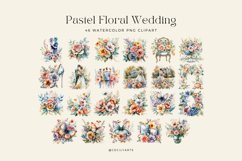 46 Watercolor Pastel Floral Wedding Collection Clipart Product Image 3