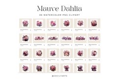 Watercolor Mauve Dahlia Clipart Bundle Product Image 3
