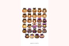Watercolor Retro Halloween Pumpkin Ribbon Clipart Bundle Product Image 3