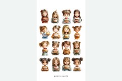 Watercolor Cute Girl with a Cake Clipart Bundle Product Image 3