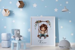 Watercolor Cute Boy on a Swing Clipart Product Image 3