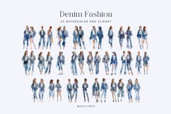 Watercolor Denim Fashion Clipart Bundle Product Image 3