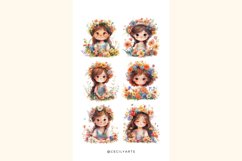 Watercolor Girl with Spring Flowers Clipart Bundle Product Image 4