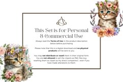 70 Watercolor Floral Cats Clipart Product Image 4