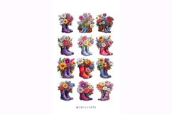 30 Watercolor Spring Flowers in a Boots Clipart Product Image 4