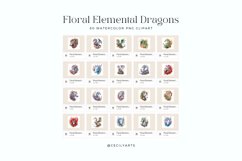 80 Watercolor Floral Elemental Dragons Clipart Product Image 4