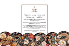 Snake with Chrysanthemums in a Circular Clipart Bundle Product Image 4