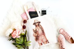12 Watercolor Pink Fashion Planner Girl with a Dog Clipart Product Image 4