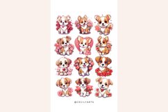 47 Watercolor Valentine Puppy Stickers Clipart Product Image 4