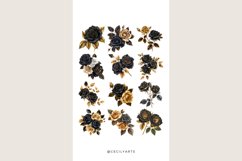 Watercolor Colored Pencil Black and Gold Rose Clipart Bundle Product Image 4