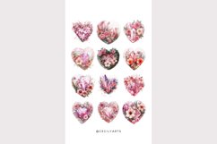 46 Watercolor Pink Heart Crystals Clipart Product Image 4